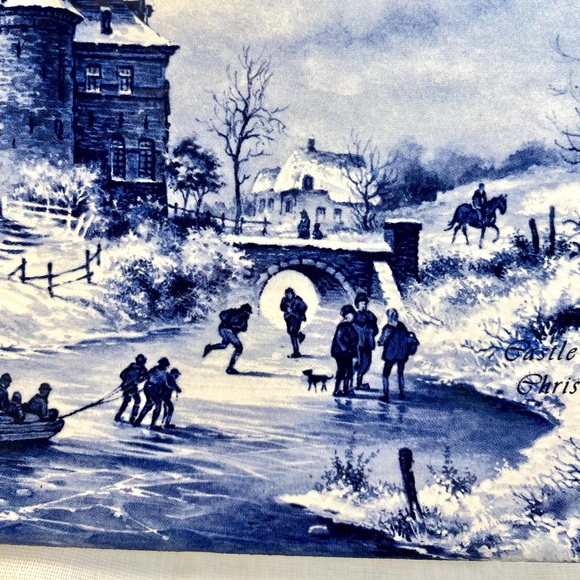 FINAL PRICE 🤑 Vntg Royal Mosa Holland Delft Xmas 1843 Castle in Winter Tile - Picture 4 of 12